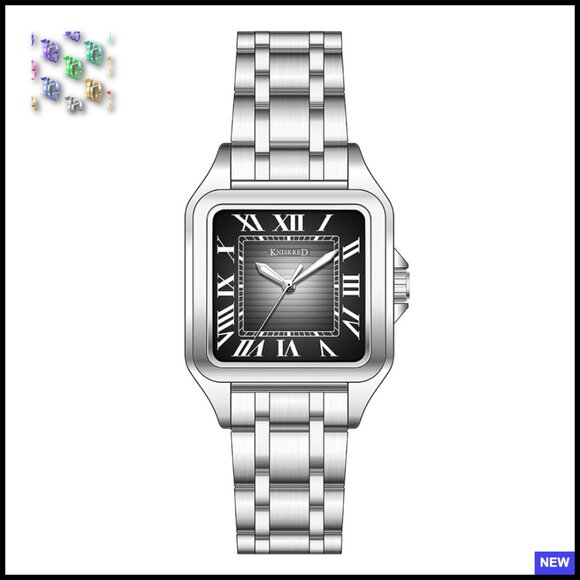 Men's Retro Square Watch Stainless Steel Band Roman Numeral Dial Quartz Movement